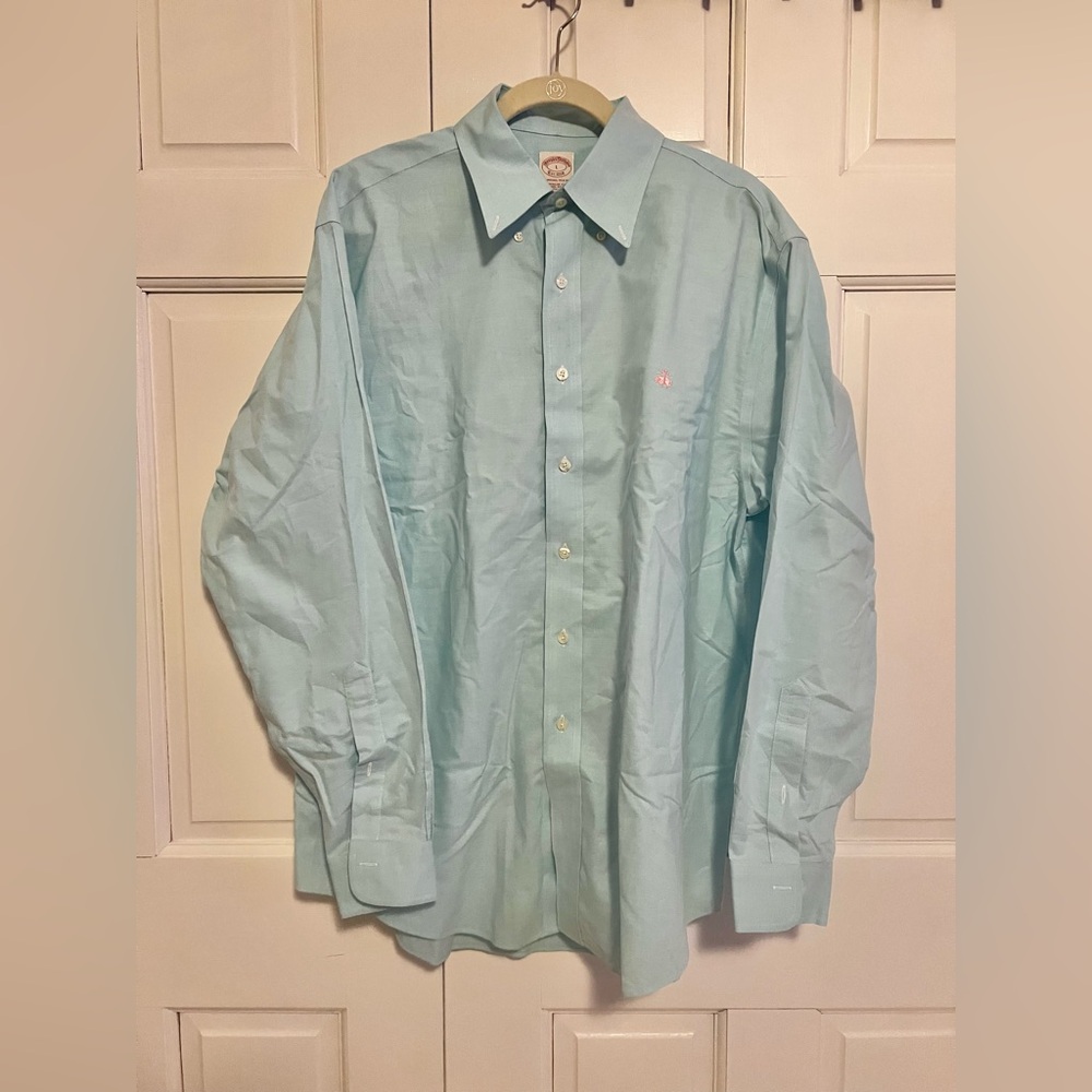 Brooks Brothers Original Polo Shirt‎ Sky Blue Button Down Cotton Large